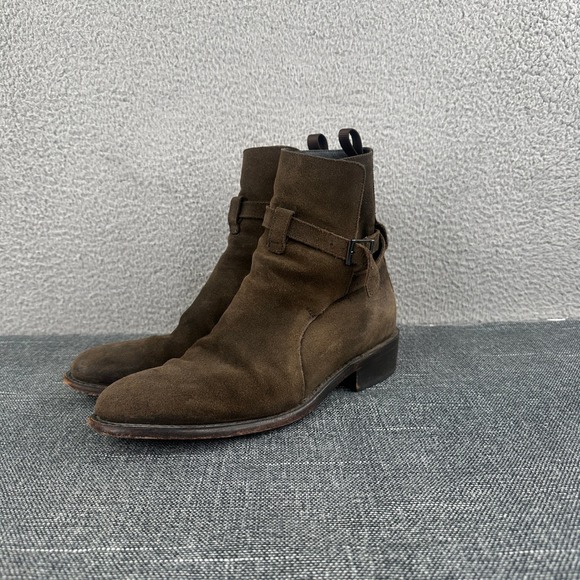 Thursday Boots Men's 10 Brown Suede Duke Jodhpur Boots  Handmade Harness Strap - Picture 1 of 9
